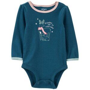 2/$12 💥🆕 Carter's Baby Grandma Teal Long Sleeve Bodysuit | Size 3m | 3349